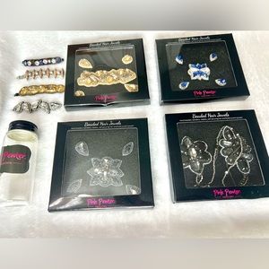 Pink Pewter Beaded Hair Gems NEW